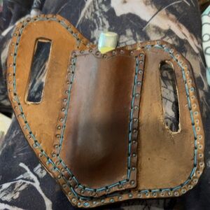 Brown Leather Holster with Blue Accents